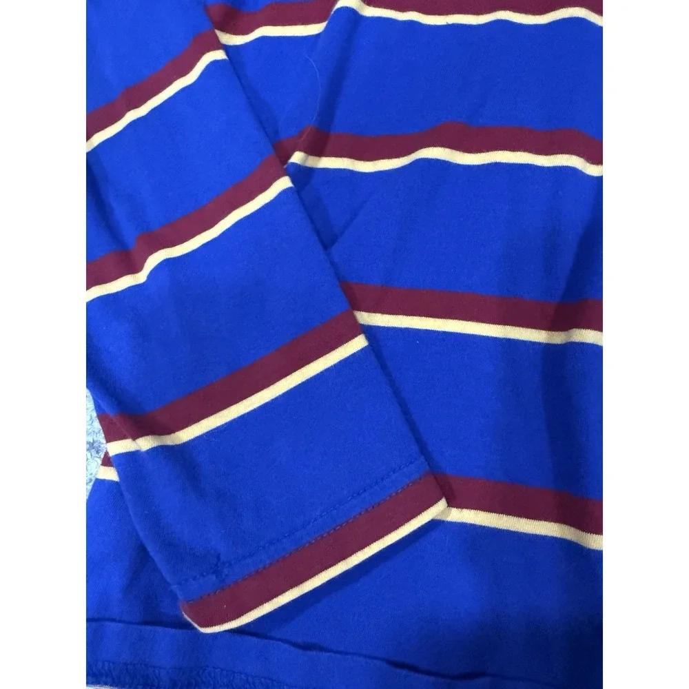 Polo Ralph Lauren Hoodie Long Sleeve Blue Red Yellow Stripe Hooded Tee Shirt Med
